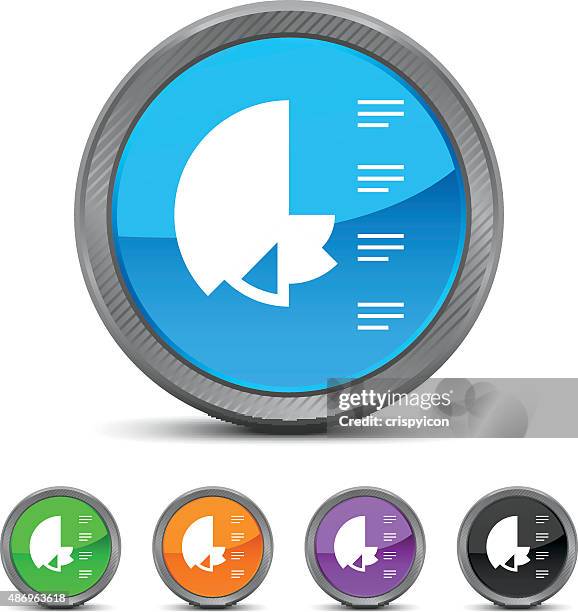 coxcomb chart icon on circle buttons. - feathery amaranth stock illustrations