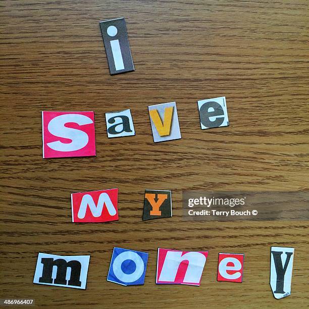 visualize saving! - zeitungsausriss stock-fotos und bilder