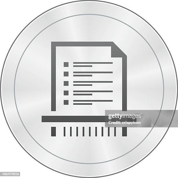 document icon on a round button. - document shredding stock illustrations