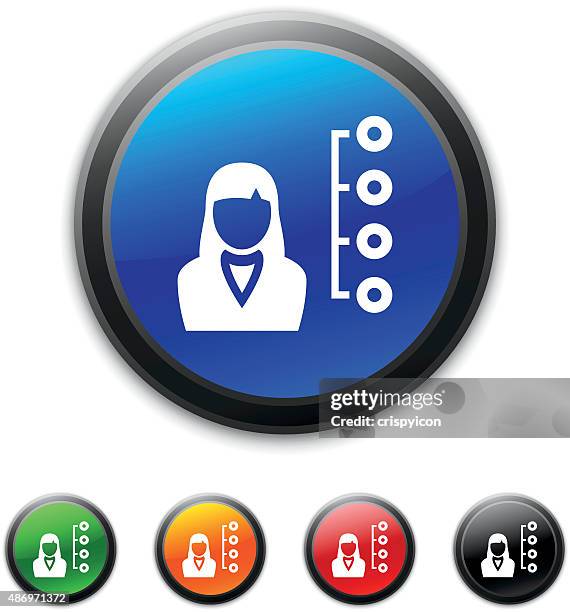 businesswoman icon on round buttons. - orange coat stock illustrations