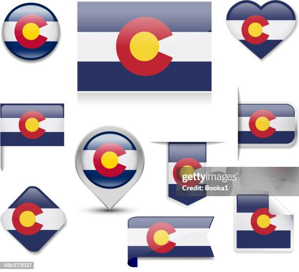 colorado flag collection - colorado vector stock illustrations