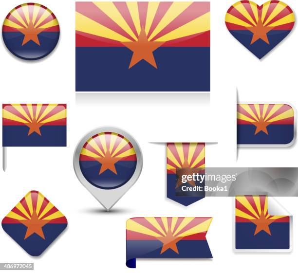 arizona flag collection - arizona flag stock illustrations