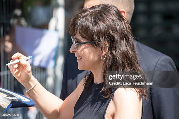 Juliette Binoche is seen during the 72nd Venice Film Festival on on September 5, 2015 in Venice, Italy.