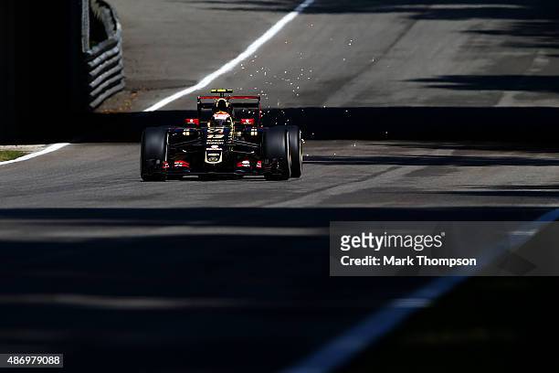 Pastor Maldonado of Venezuela and Lotus drives during qualifying for the Formula One Grand Prix of Italy at Autodromo di Monza on September 5, 2015...