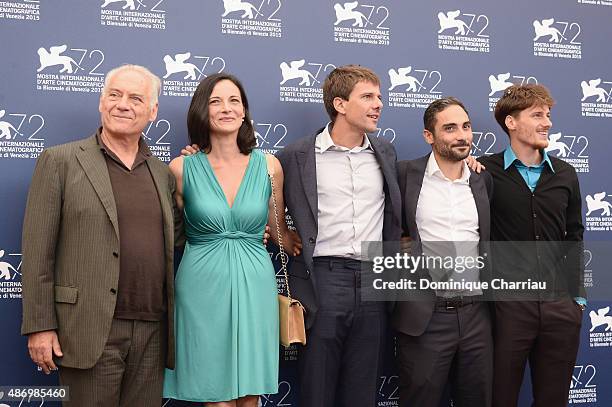 Giorgio Colangeli, Corinna Lo Castro, Domenico Diele, Piero Massina and Antonio Folletto attend a photocall for 'The Wait' during the 72nd Venice...