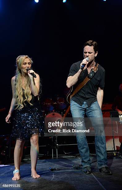 S Nashville cast members Clare Bowen and Charles Esten perform at St. Jude Country Music Marathon & Half Marathon Presented By Nissan - Post Race...