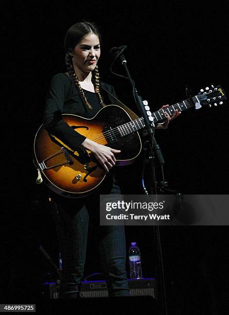 Lily Costner, daughter of actor Kevin Costner performs at War Memorial Auditorium on April 26, 2014 in Nashville, Tennessee.