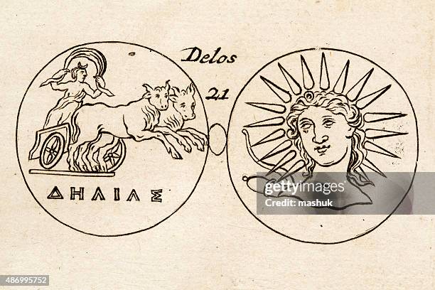 ancient greek medals, 17 century illustration - delos stock illustrations