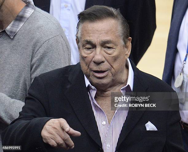 Los Angeles Clippers owner Donald Sterling attends the NBA playoff game between the Clippers and the Golden State Warriors, April 21, 2014 at Staples...