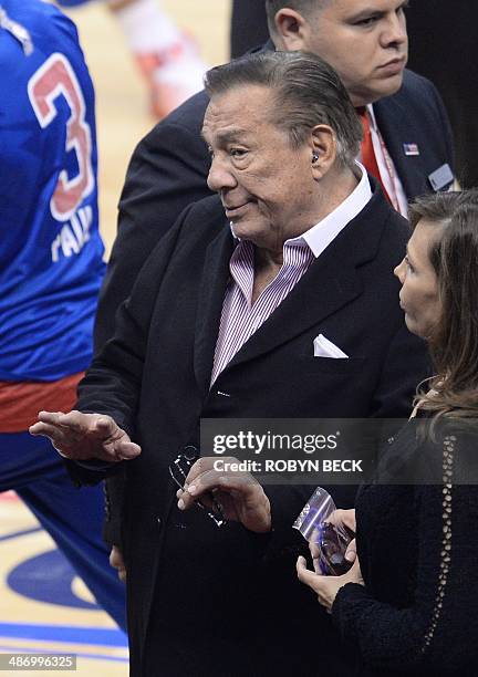 Los Angeles Clippers owner Donald Sterling attends the NBA playoff game between the Clippers and the Golden State Warriors, April 21, 2014 at Staples...