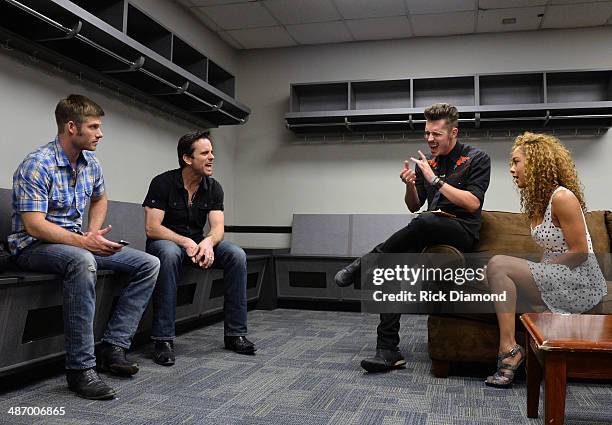 S Nashville cast members Chris Carmack, Charles Esten, Sam Palladio and Chaley Rose during rehearsal backstage at the St. Jude Country Music Marathon...