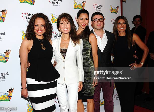 Judy Reyes, Susan Lucci, Roselyn Sanchez, George Valencia and Lisa Vidal attend the "La Golda" premiere at Lighthouse International Theater on April...