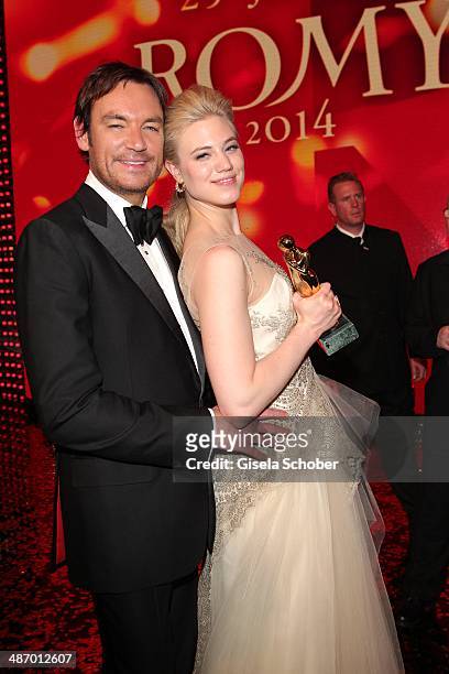 Larissa Marolt and her boyfriend Whitney Sudler - Smith attend the 25th Romy Award 2014 at Hofburg Vienna on April 26, 2014 in Vienna, Austria.