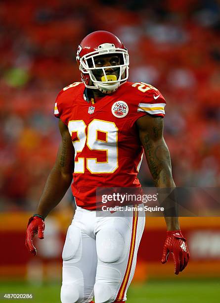 Strong safety Eric Berry of the Kansas City Chiefs in action during the preseason game against the Tennessee Titans at Arrowhead Stadium on August...