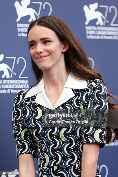 Stacy Martin attends a photocall for 'The Childhood Of A Leader' during the 72nd Venice Film Festival at Palazzo del Casino on September 5, 2015 in...