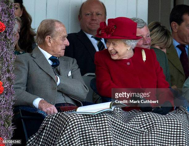 Queen Elizabeth II and Prince Philip, Duke of Edinburgh attend the Braemar Gathering on September 5, 2015 in Braemar, Scotland. There has been an...