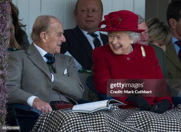 Queen Elizabeth II and Prince Philip, Duke of Edinburgh attend the Braemar Gathering on September 5, 2015 in Braemar, Scotland. There has been an...