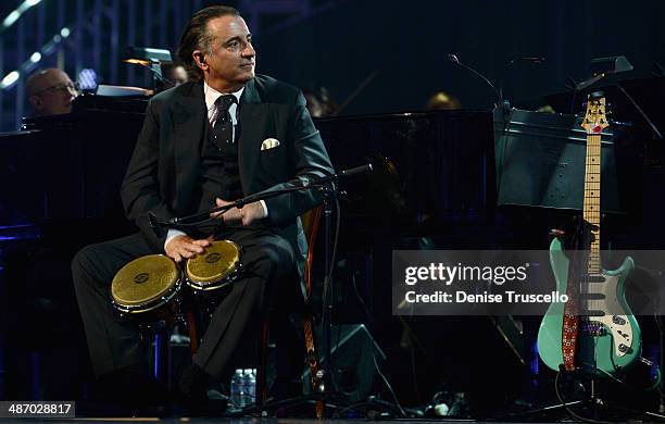 Actor Andy Garcia performs onstage during the 18th annual Keep Memory Alive "Power of Love Gala" benefit for the Cleveland Clinic Lou Ruvo Center for...