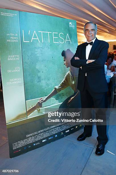 Alberto Barbera attends a cocktail reception for 'The Wait' hosted by Tiffany & Co. During the 72nd Venice Film Festival at Terrazza Biennale on...