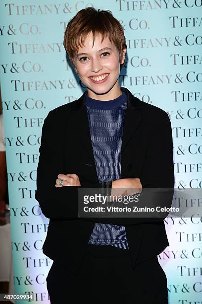 Actress Lou De Laage attends a cocktail reception for 'The Wait' hosted by Tiffany & Co. During the 72nd Venice Film Festival at Terrazza Biennale on...