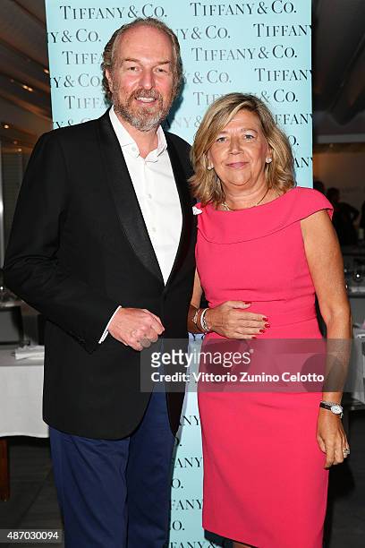 Arturo Artom and Managing Director of Tiffany & Co. Italy Raffaella Banchero attend a cocktail reception for 'The Wait' hosted by Tiffany & Co....