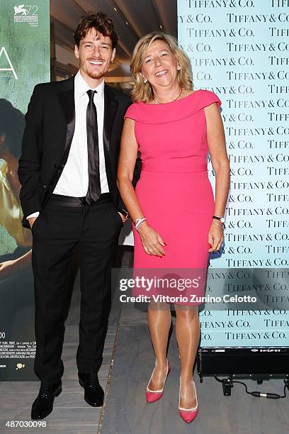 Actor Antonio Folletto and Managing Director of Tiffany & Co. Italy Raffaella Banchero attend a cocktail reception for 'The Wait' hosted by Tiffany &...