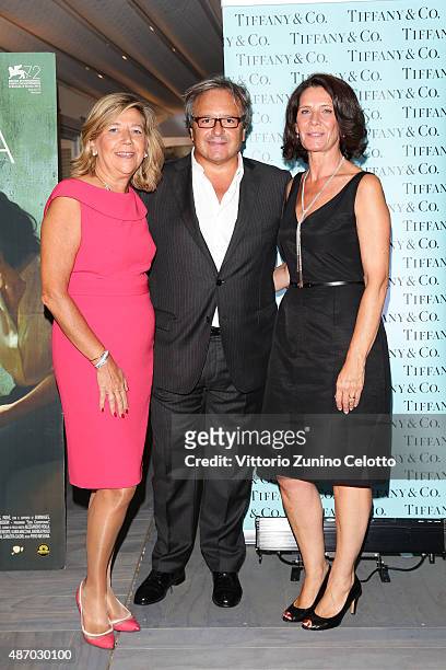 Managing Director of Tiffany & Co. Italy Raffaella Banchero, Giampaolo Fabrizio and guest attends a cocktail reception for 'The Wait' hosted by...