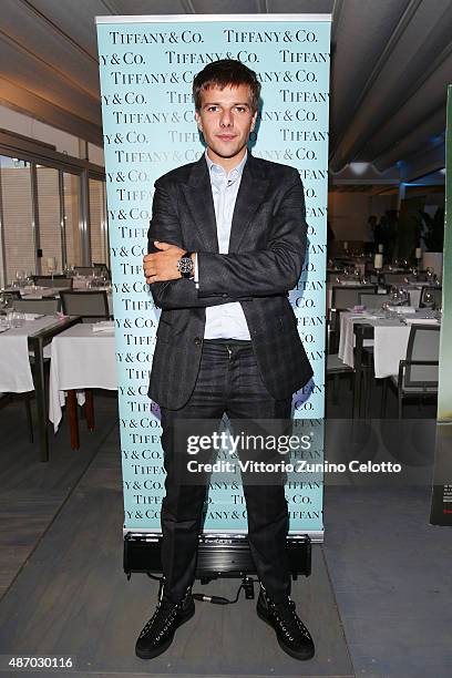 Actor Domenico Diele attends a cocktail reception for 'The Wait' hosted by Tiffany & Co. During the 72nd Venice Film Festival at Terrazza Biennale on...