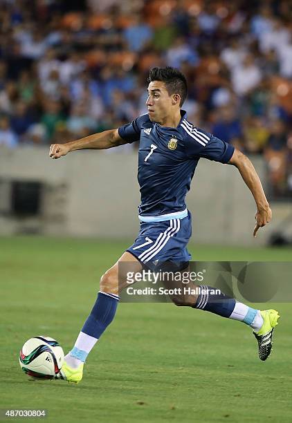 Nicolas Gaitan of Argentina in action on the field during their International friendly match against Bolivia at BBVA Compass Stadium on September 4,...