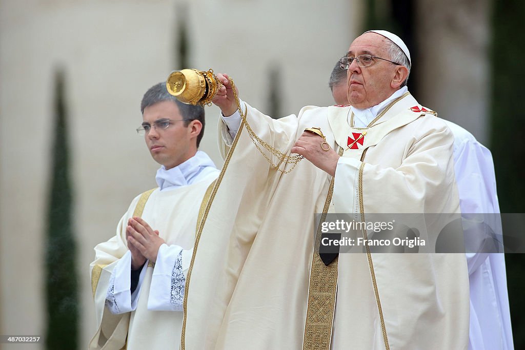 Pope John Paul II And Pope John XXIII Are Declared Saints During A Vatican Mass