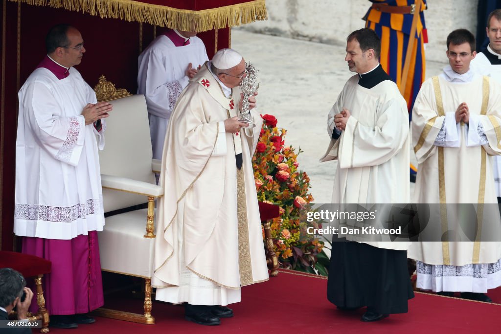 Pope John Paul II And Pope John XXIII Are Declared Saints During A Vatican Mass