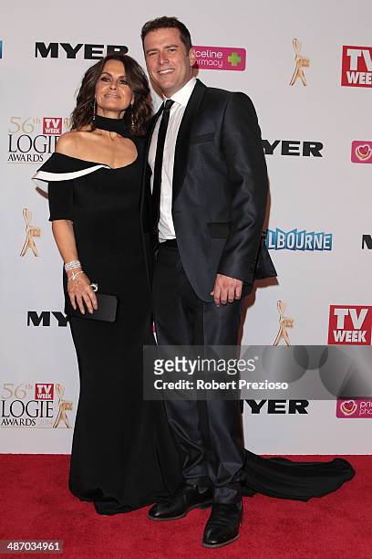 Lisa Wilkinson and Karl Stefanovic arrive at the 2014 Logie Awards at Crown Palladium on April 27, 2014 in Melbourne, Australia.