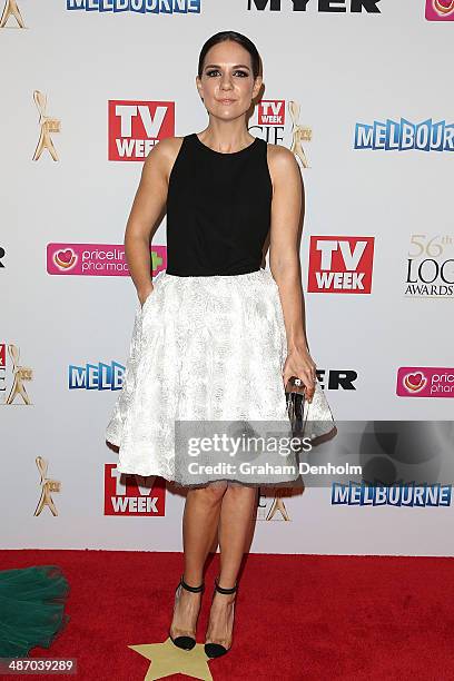 Michala Banas arrives at the 2014 Logie Awards at Crown Palladium on April 27, 2014 in Melbourne, Australia.