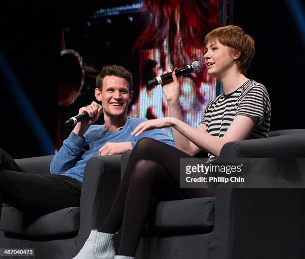 Actors Matt Smith and Karen Gillan share their experiences on "Dr Who" in the "Spotlight on Matt Smith and Karen Gillan" panel discussion at the...