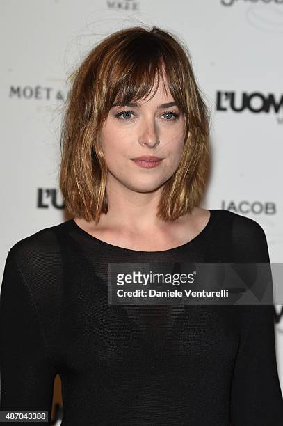 Dakota Johnson attends the 'Being The Protagonist' Party hosted By L'Uomo Vogue during the 72nd Venice Film Festival at San Clemente Palace Hotel on...