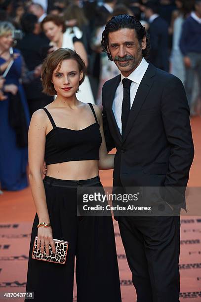 Spanish actress Aura Garrido and Nacho Fresneda attend the 7th FesTVal Television Festival 2015 the closing ceremony at the Principal Theater on...