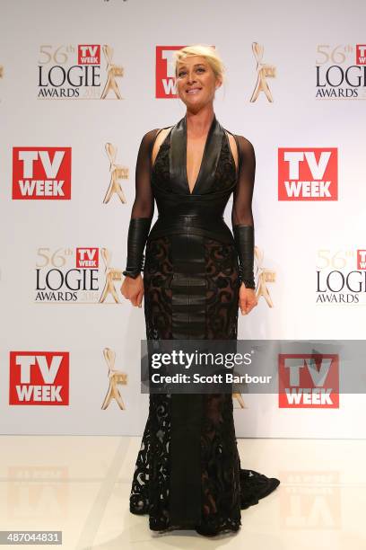 Asher Keddie poses in the awards room after winning a Logie for Most Popular Actress at the 2014 Logie Awards at Crown Palladium on April 27, 2014 in...