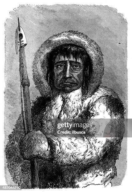 people and traditions of the world: eskimo/inuit - igloo isolated stock illustrations
