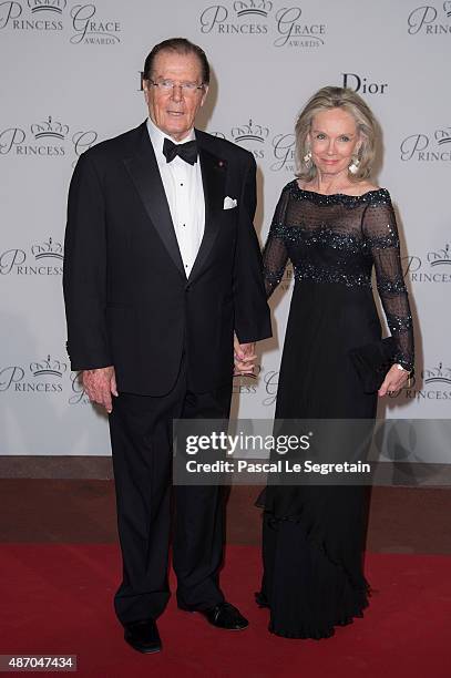 Sir Roger Moore and Kristina Tholstrup attend the 2015 Princess Grace Awards Gala With Presenting Sponsor Christian Dior Couture at Monaco Palace on...