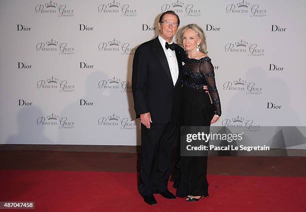 Sir Roger Moore and Kristina Tholstrup attend the 2015 Princess Grace Awards Gala With Presenting Sponsor Christian Dior Couture at Monaco Palace on...