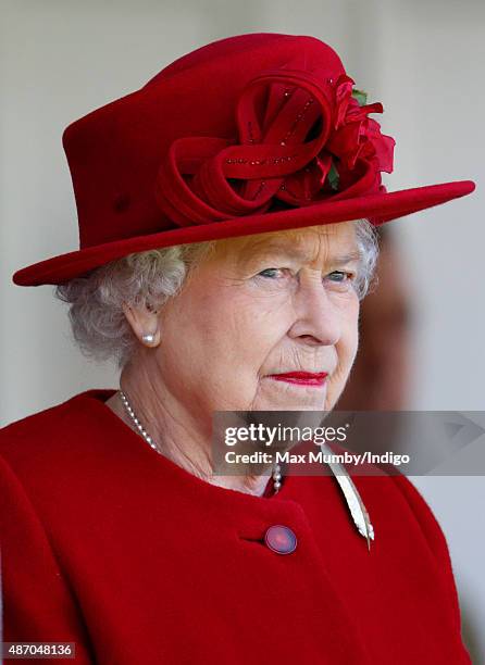 Queen Elizabeth II attends the Braemar Gathering at The Princess Royal and Duke of Fife Memorial Park on September 5, 2015 in Braemar, Scotland....