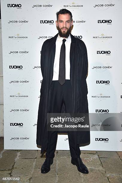 Sandro Kopp attends the 'Being The Protagonist' Party hosted By L'Uomo Vogue during the 72nd Venice Film Festival at San Clemente Palace Hotel on...