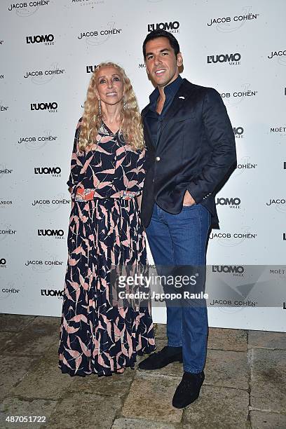 Franca Sozzani and Emir Uyar attend the 'Being The Protagonist' Party hosted By L'Uomo Vogue during the 72nd Venice Film Festival at San Clemente...