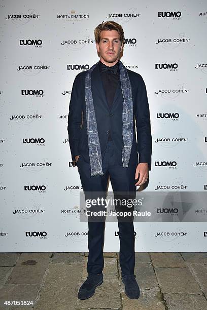 Alan Cappelli attends the 'Being The Protagonist' Party hosted By L'Uomo Vogue during the 72nd Venice Film Festival at San Clemente Palace Hotel on...