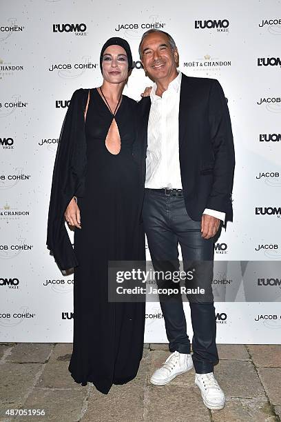 Stefania Rocca and Carlo Capasa attends the 'Being The Protagonist' Party hosted By L'Uomo Vogue during the 72nd Venice Film Festival at San Clemente...