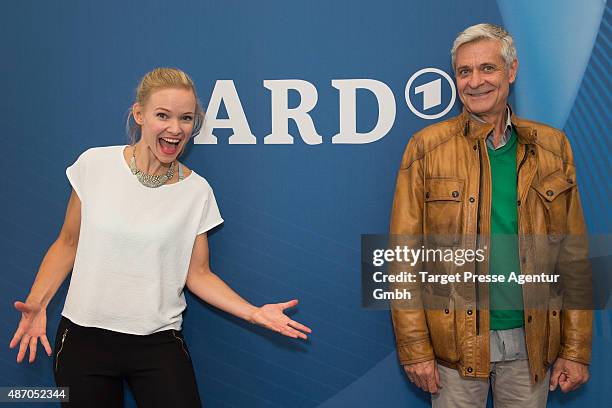 Magdalena Steinlein and Dietrich Adam visit the ARD stand at 2015 IFA Tech Fair on September 5, 2015 in Berlin, Germany.