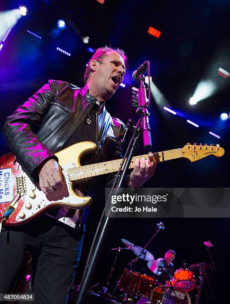 Guitarist, Roy Hay performs on stage with Culture Club at Eventim Apollo on September 5, 2015 in London, England.