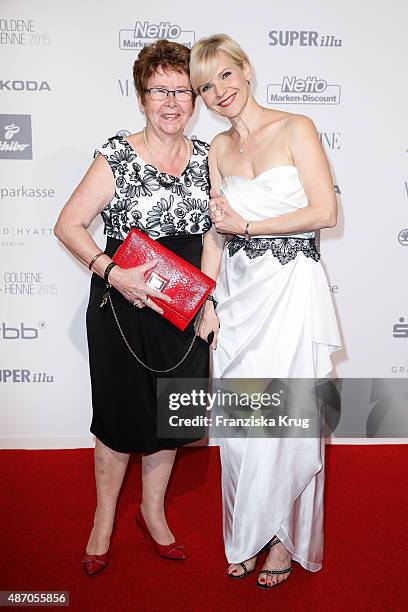 Andrea Kathrin Loewig and her mother Christa attend Madeleine At Goldene Henne 2015 on September 05, 2015 in Berlin, Germany.