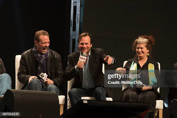 Aliens" actors Michaerl Biehn, Bill Paxton and Jenette Goldstein reunite together to celebrate their iconic film "Aliens" at the panel discussion...