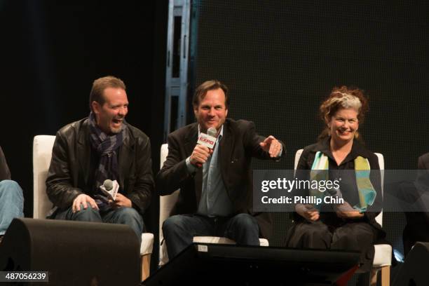 Aliens" actors Michaerl Biehn, Bill Paxton and Jenette Goldstein reunite together to celebrate their iconic film "Aliens" at the panel discussion...